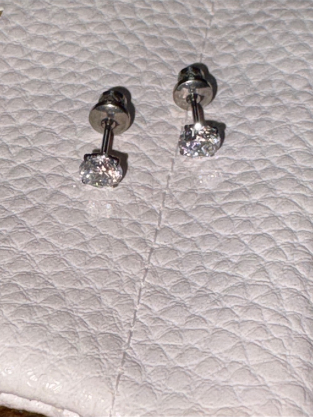 Titanium Round Dual Sided Cubic Zirconia Stud Earrings NEW